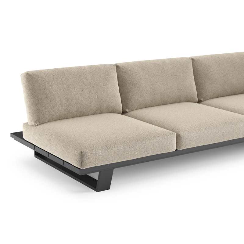 Pagino loungebank in zwart aluminium met marbella beige all weather cosytica kussen