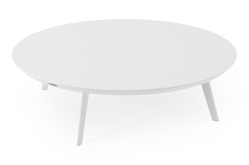 Rondo loungetafel in wit aluminium en arctic white volkeramiek - Dia 110 x H 25 cm