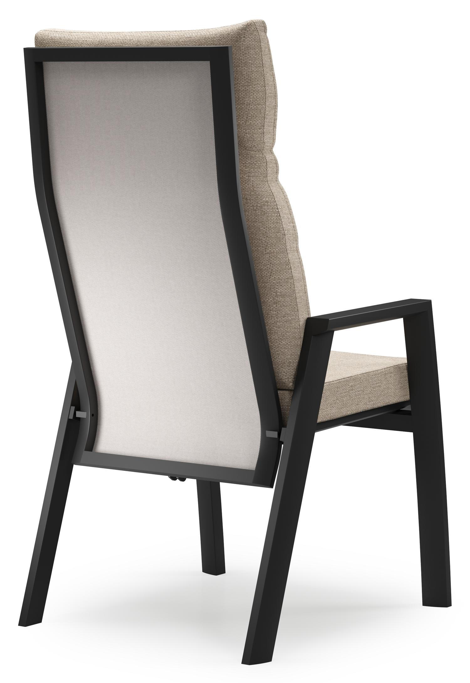 Chaise de jardin Leon en aluminium noir et textilène beige avec coussin en Rustic Weather+ Softtouch 