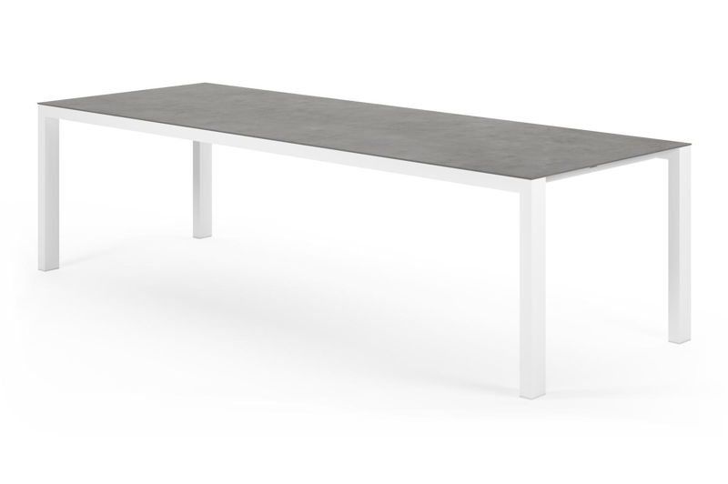 Trente tuintafel rechthoekig in wit aluminium en volkeramiek grijs - L 270 x B 100 x H 73 cm