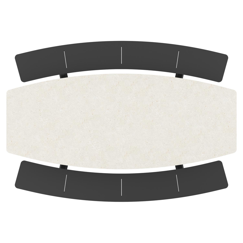 Table de pique-nique Forno forme de bateau en aluminium noir et céramique pleine Shilin - Lg. 240 x Lrg. 181 x Haut. 72 cm