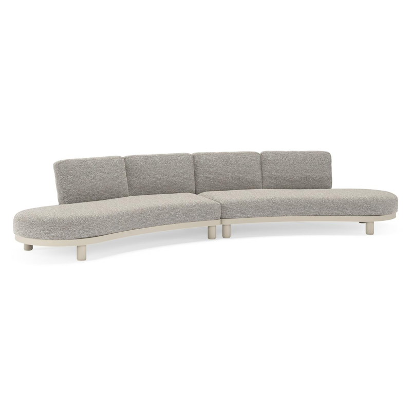 Donato loungebank in beige aluminium met all weather sunbrella® luxe Tundra Pepper kussen