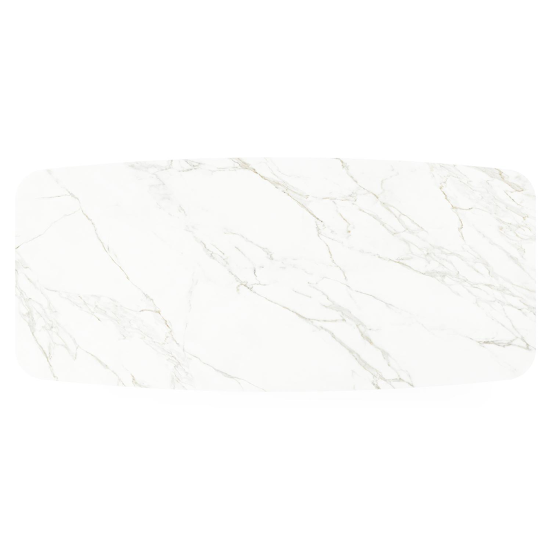 Pagino tuintafel in wit aluminium en volkeramiek calacatta - L 255 x B 115 x H 74 cm