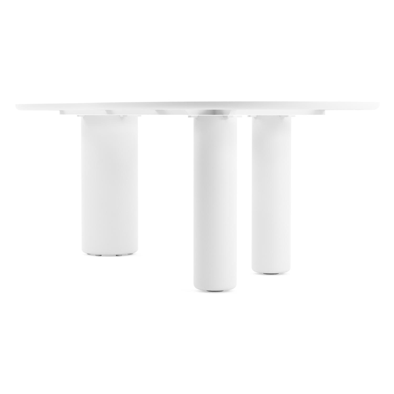 Table de jardin Amico organique en aluminium blanc et céramique pleine Rapolano - Lg. 240 x Lrg. 110 x Haut. 73.5 cm