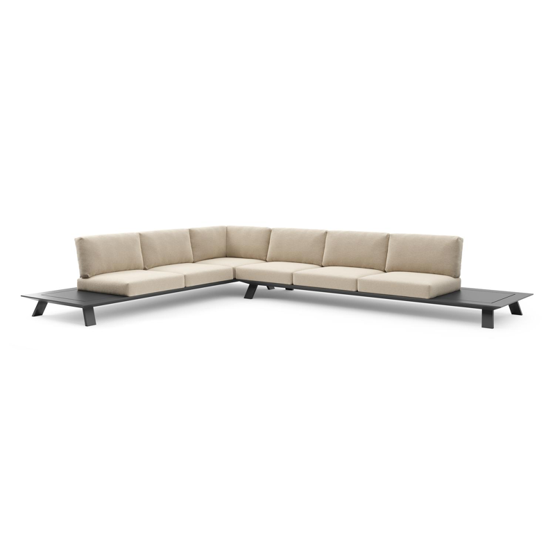 Cesano loungehoek in zwart aluminium met althea chalk all weather Cosytica kussen