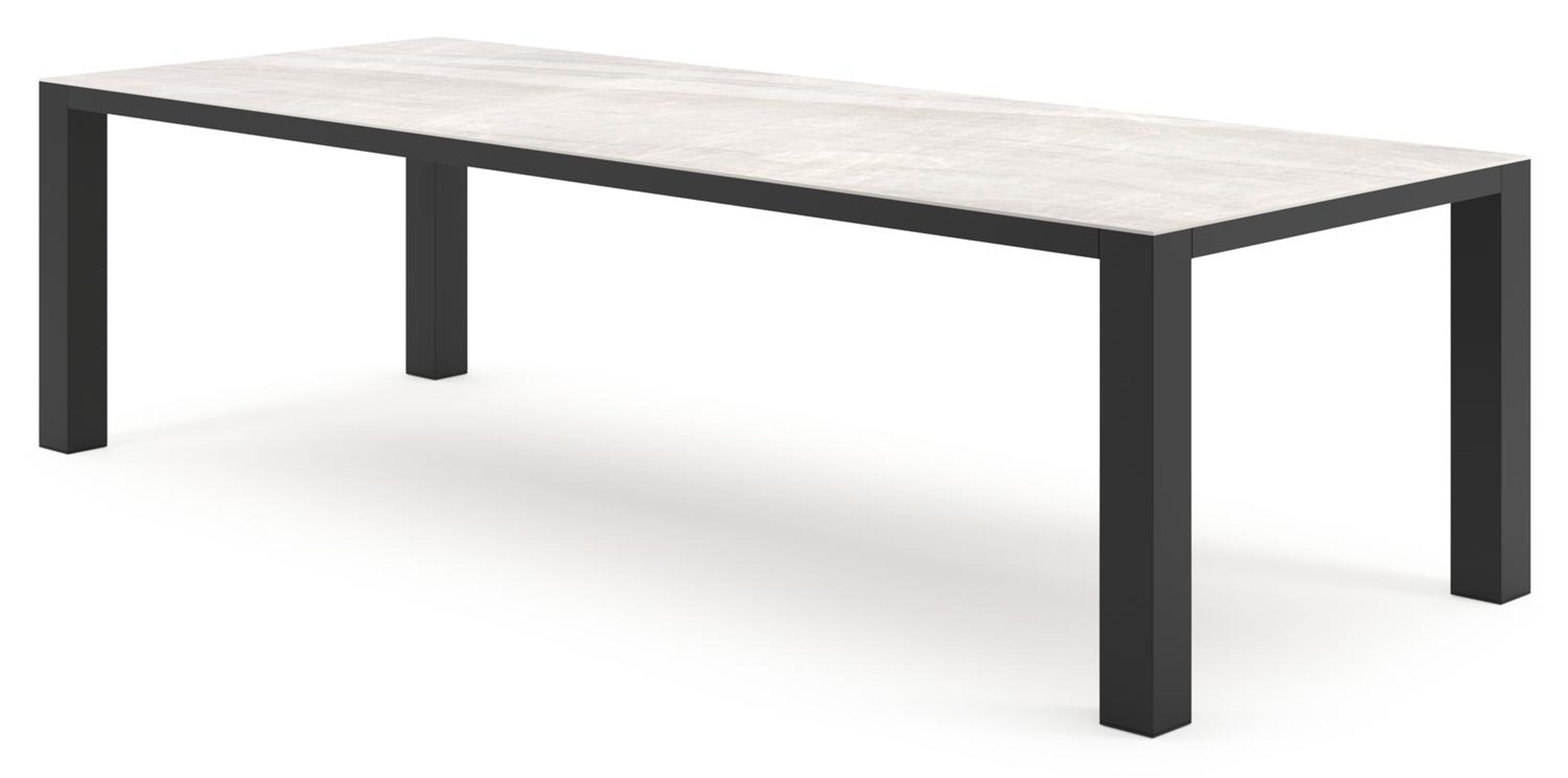 Nano tuintafel rechthoekig in zwart aluminium en volkeramiek Taj Mahal - L 280 x B 110 x H 75 cm