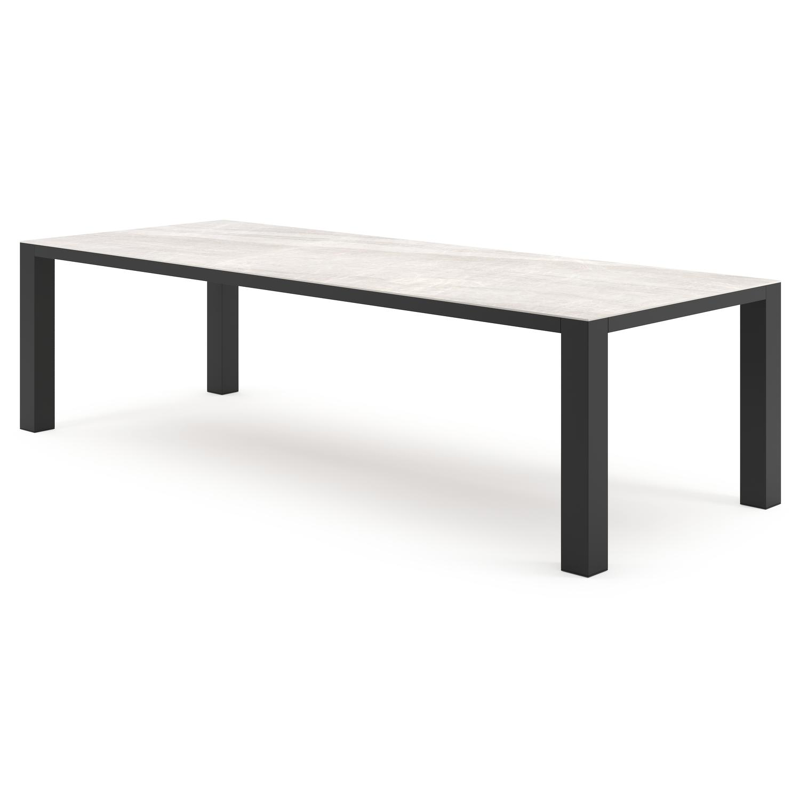 Nano tuintafel rechthoekig in zwart aluminium en volkeramiek Taj Mahal - L 280 x B 110 x H 75 cm