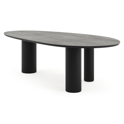 Amico tuintafel mango in zwart aluminium en volkeramiek Aspen Grey - L 260 x B 130 x H 73.5 cm