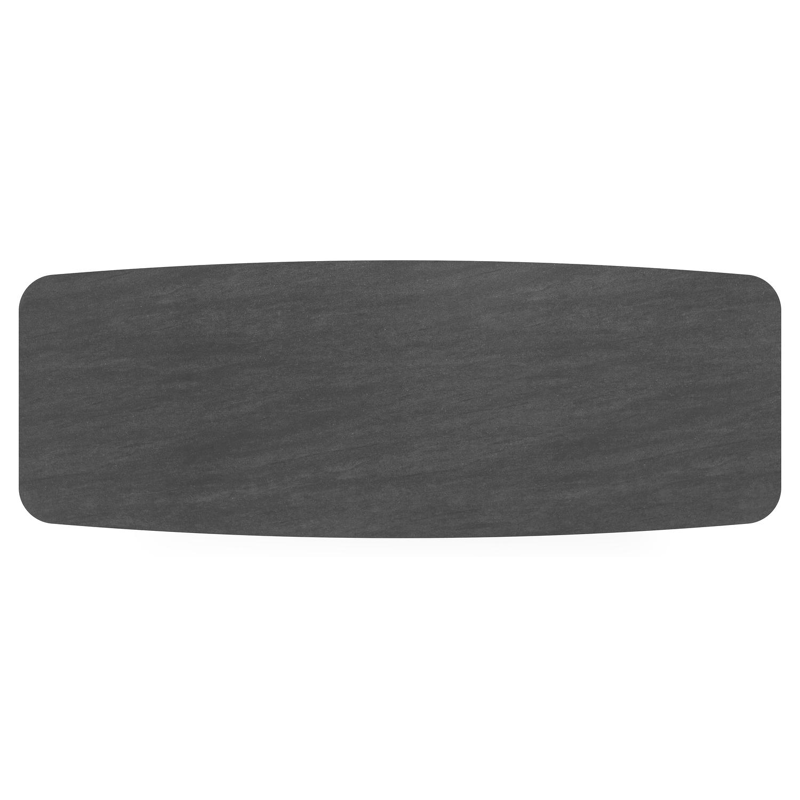 Table de jardin Pagino forme de bateau en aluminium beige et céramique pleine Basalt Black - Lg. 315 x Lrg. 115 x Haut. 73 cm