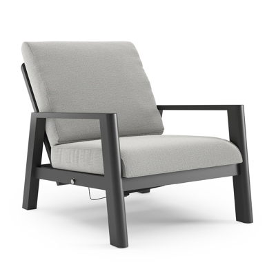 Cirello loungestoel in zwart aluminium met savane nimbus all weather sunbrella® luxe kussen