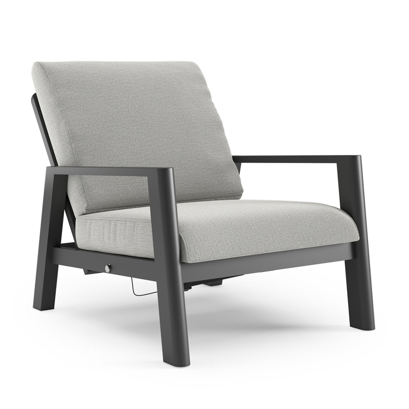 Cirello loungestoel in zwart aluminium met savane nimbus all weather sunbrella® luxe kussen