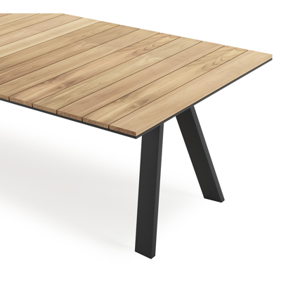 Cesano tuintafel rechthoekig in zwart aluminium en teak - L 280 x B 110 x H 75 cm