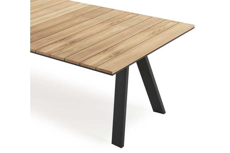 Cesano tuintafel rechthoekig in zwart aluminium en teak - L 280 x B 110 x H 75 cm