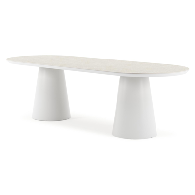 Donato tuintafel in wit aluminium en volkeramiek shilin - L 260 x B 100 x H 74 cm