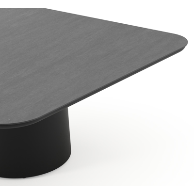 Amico low dining tuintafel afgerond vierkant in zwart aluminium en volkeramiek Basalt Black - L 148 x B 148 x H 61 cm