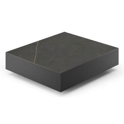 Como loungetafel in zwart aluminium en calatorao volkeramiek - L 70 x B 80 x H 20 cm