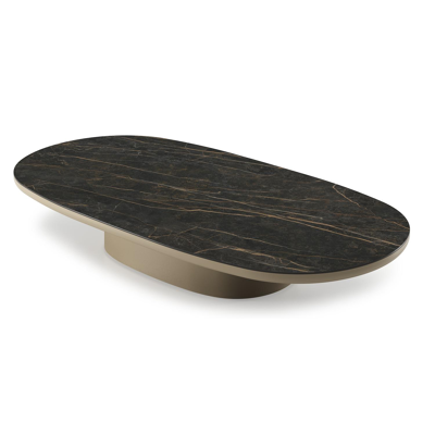 Amico loungetafel bombo in beige aluminium en volkeramiek Black Obsession - L 171 x B 89 x H 24 cm