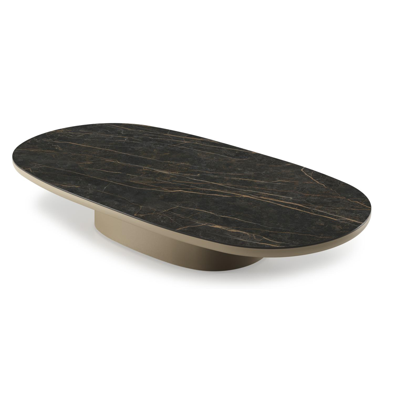 Amico loungetafel bombo in beige aluminium en volkeramiek Black Obsession - L 171 x B 89 x H 24 cm