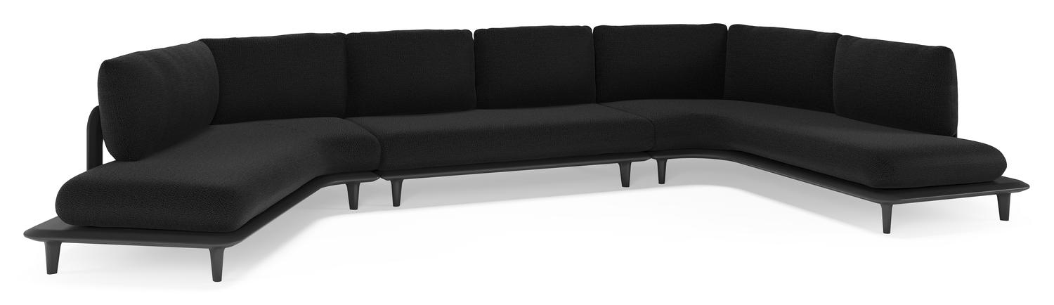 Bomero loungehoek in zwart aluminium met lopi baribal all weather sunbrella® luxe kussen