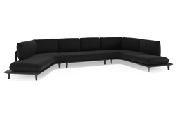 Boogvormige chaise longue rechts + 2-zit + chaise longue