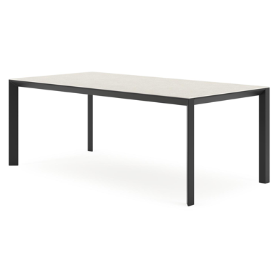 Table de jardin Verato en aluminium noir et céramique pleine shilin - Lg 200 x Larg. 100 x H 75 cm