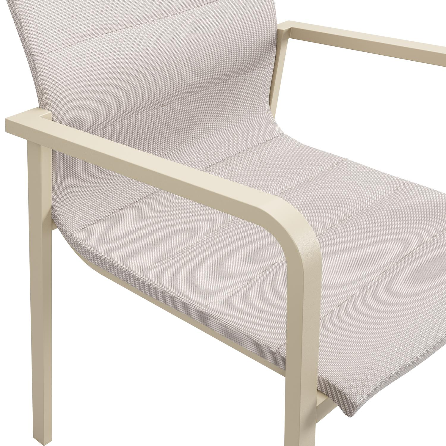 Chaise de jardin empilable Como en aluminium beige et textilène luxe double beige 