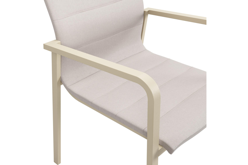 Como stapelbare tuinstoel in beige aluminium en beige dubbele luxe textilene