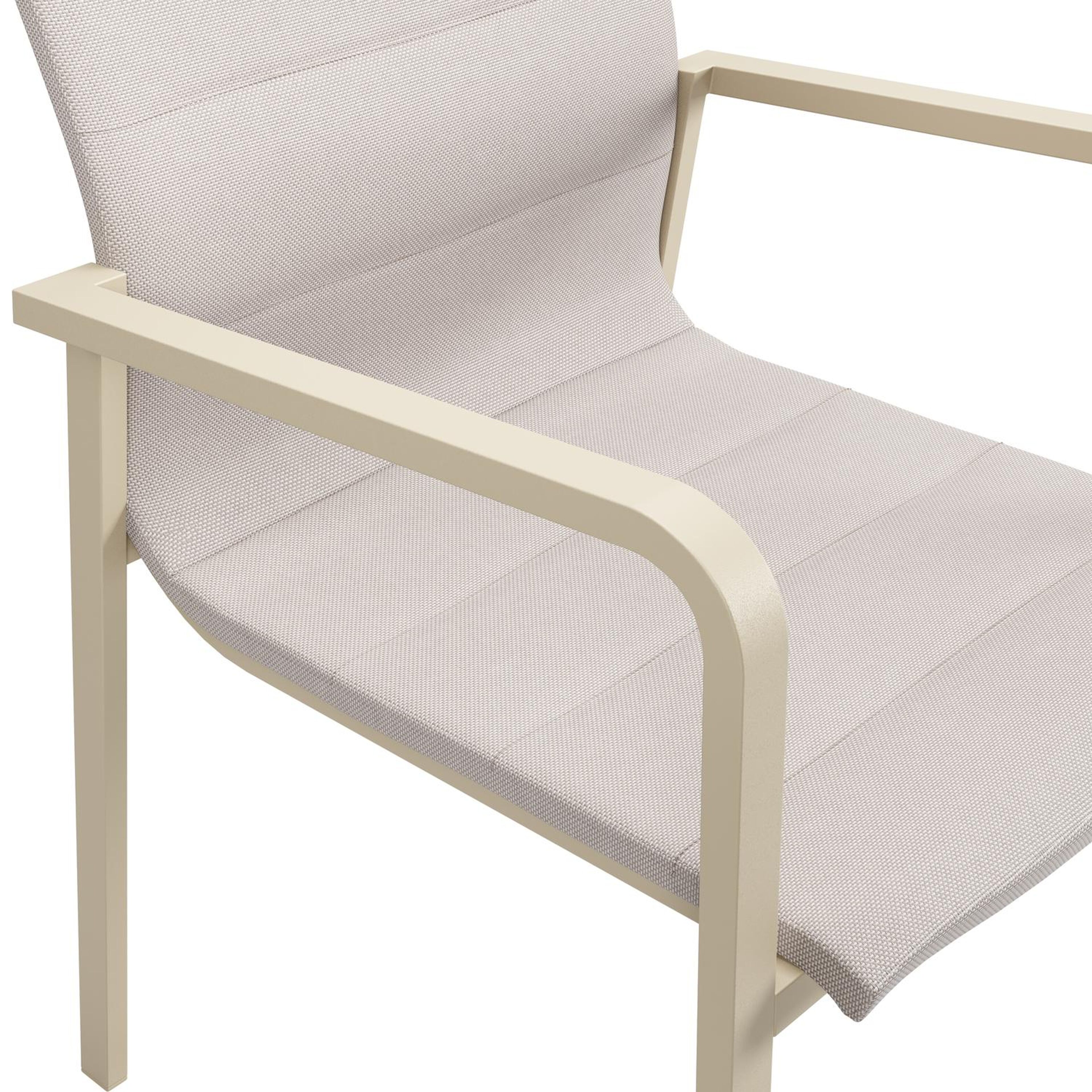 Como stapelbare tuinstoel in beige aluminium en beige dubbele luxe textilene