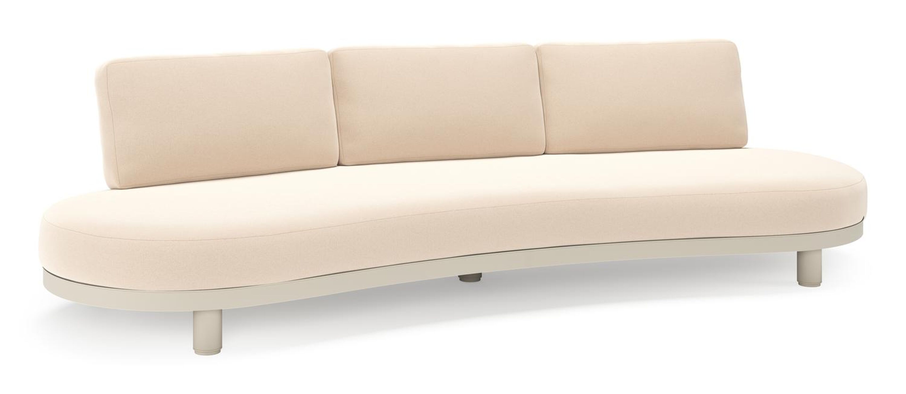 Donato loungebank in beige aluminium met all weather sunbrella® luxe Natte Linen Chalk kussen
