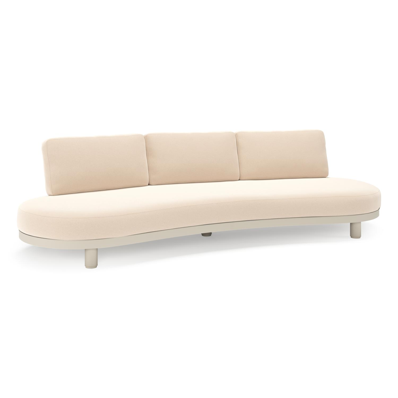 Donato loungebank in beige aluminium met all weather sunbrella® luxe Natte Linen Chalk kussen