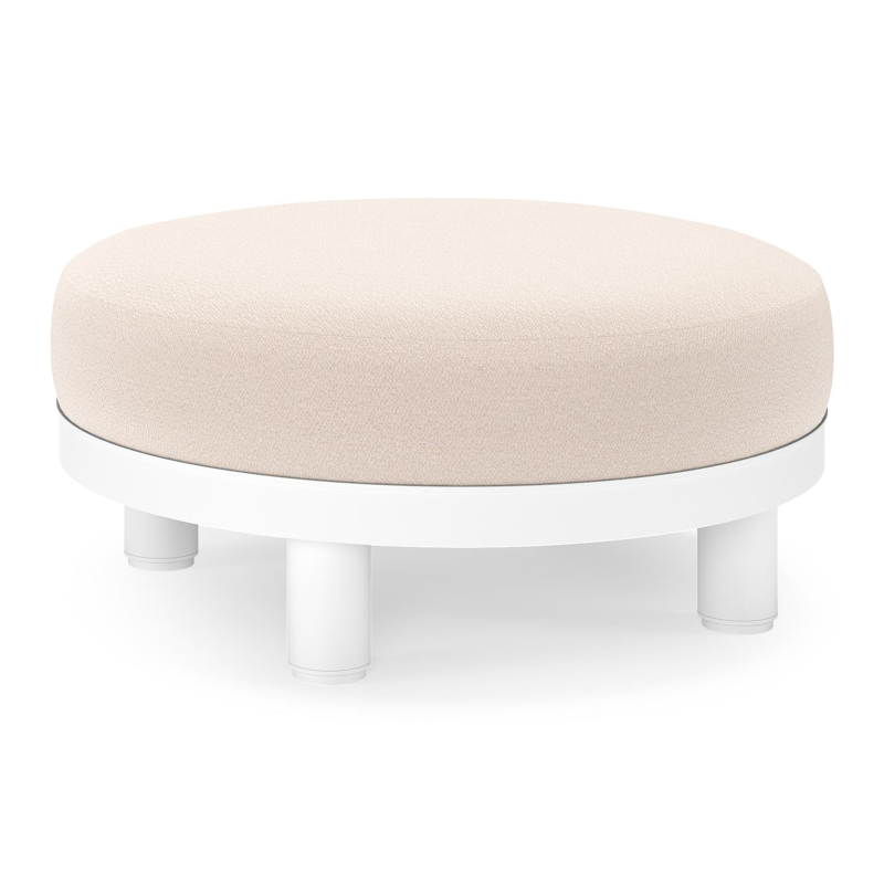 Donato lounge poef in wit aluminium met All Weather Sunbrella® Luxe Wander Pilat kussen