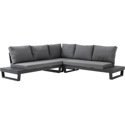 Modica loungehoek in zwart aluminium met grijs textilene kussens