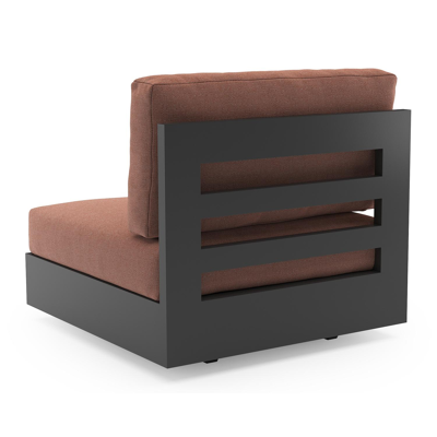 Fauteuil de jardin Como en aluminium noir et coussins en all weather sunbrella® luxe savane rust