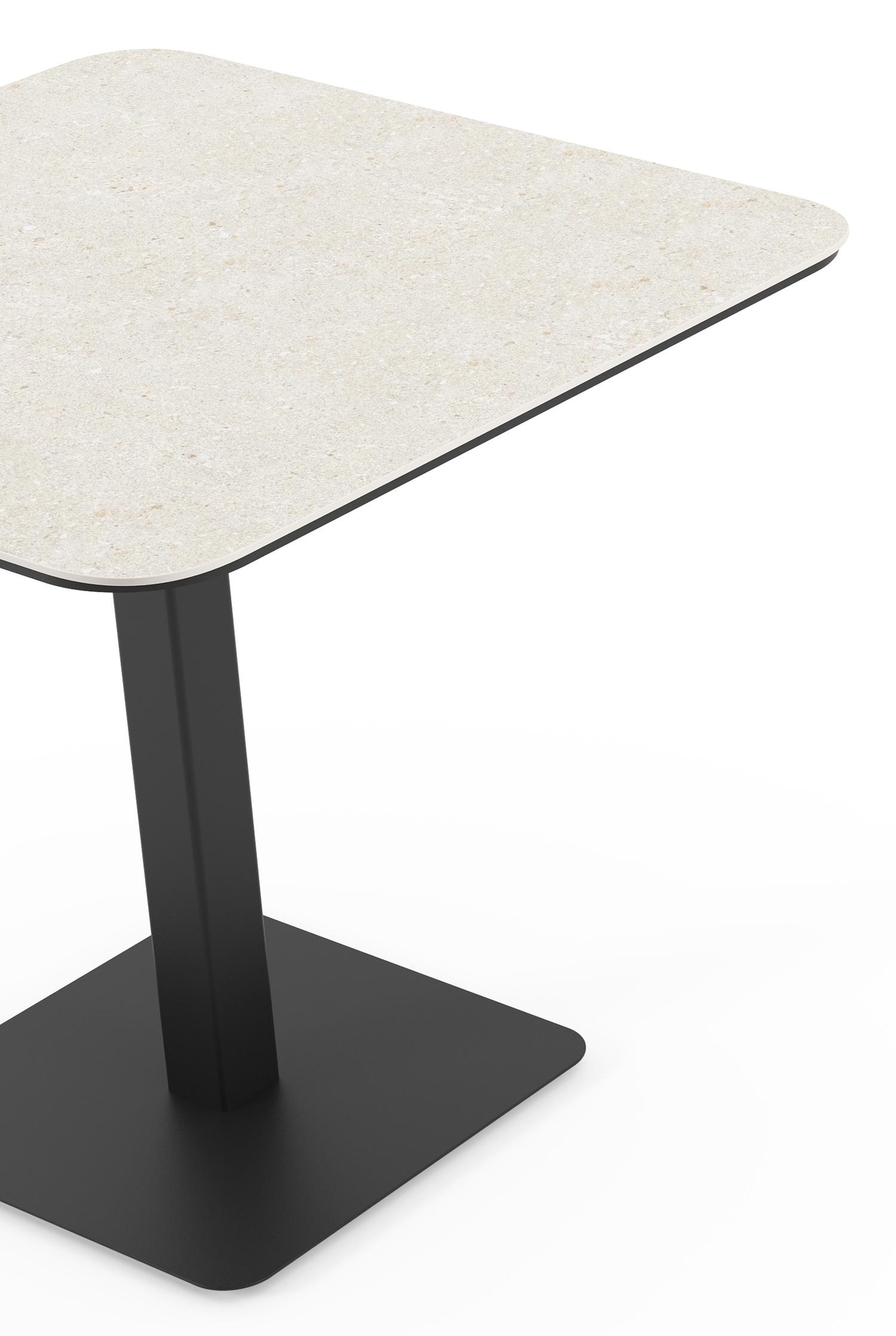 Fano kantelbare tuintafel vierkant afgerond in zwart aluminium en volkeramiek shilin - L 80 x B 80 x H 73 cm