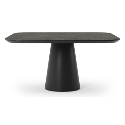 Table de jardin Donato carré arrondi en aluminium noir et céramique pleine black obsession - Lg. 148 x Lrg. 148 x Haut. 75 cm