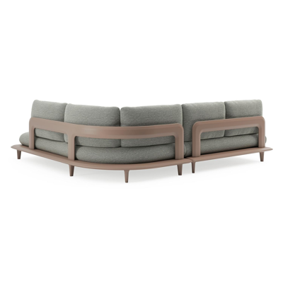 Bomero loungehoek in taupe aluminium met slow fern all weather sunbrella® luxe kussen