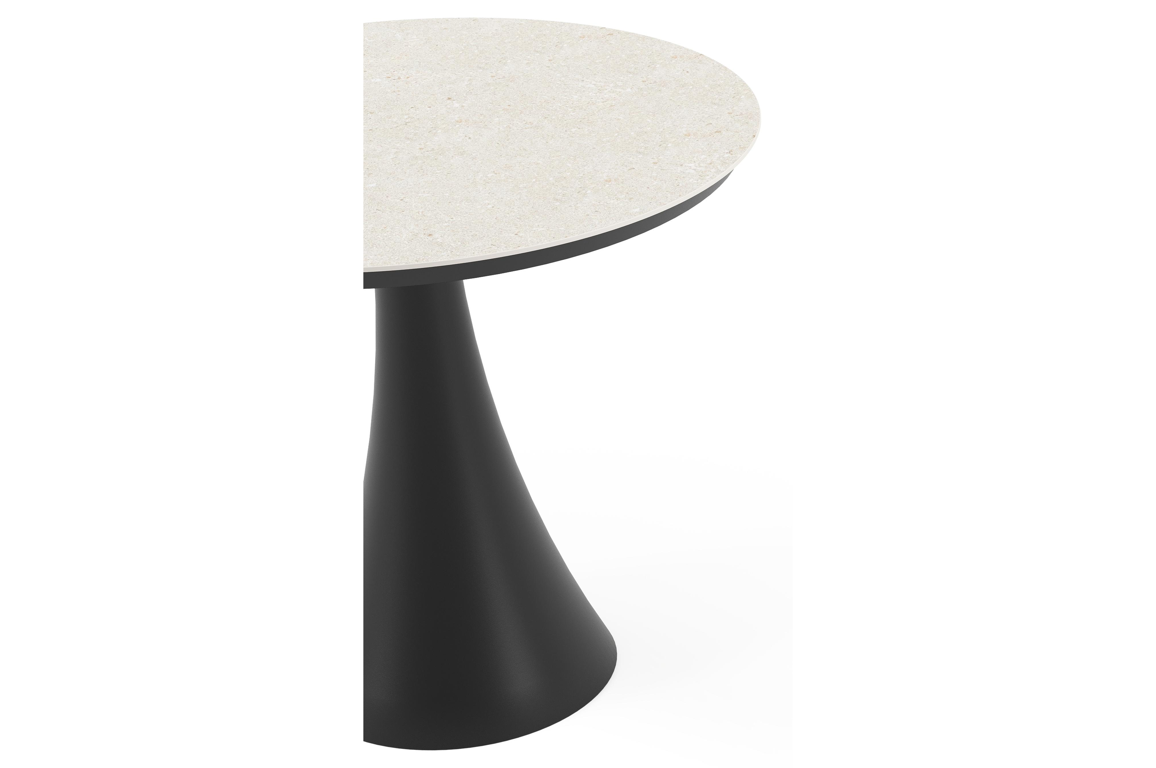 Fano tuintafel in zwart aluminium en volkeramiek shilin - Dia. 85 x H 75 cm