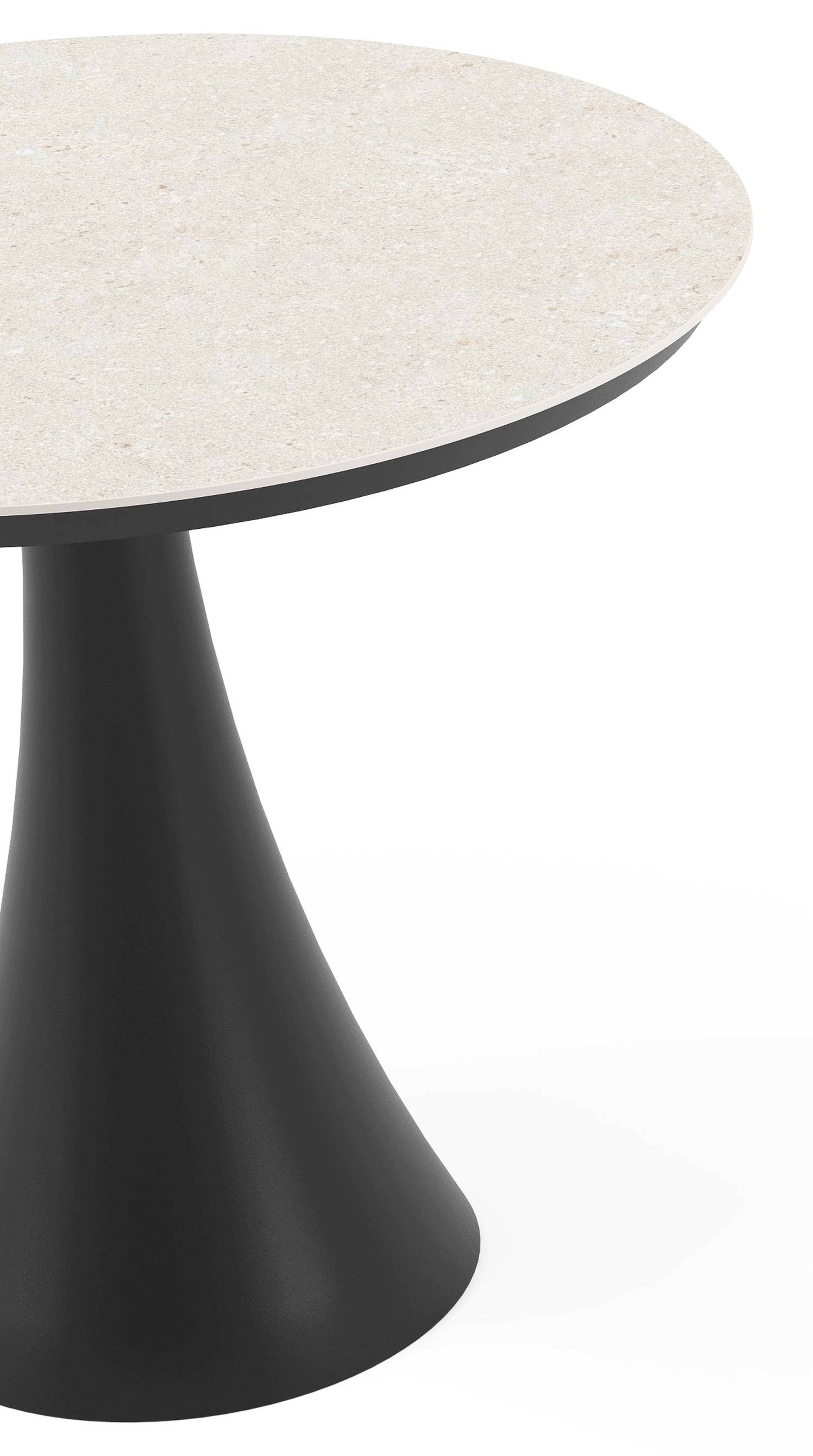 Fano tuintafel in zwart aluminium en volkeramiek shilin - Dia. 85 x H 75 cm