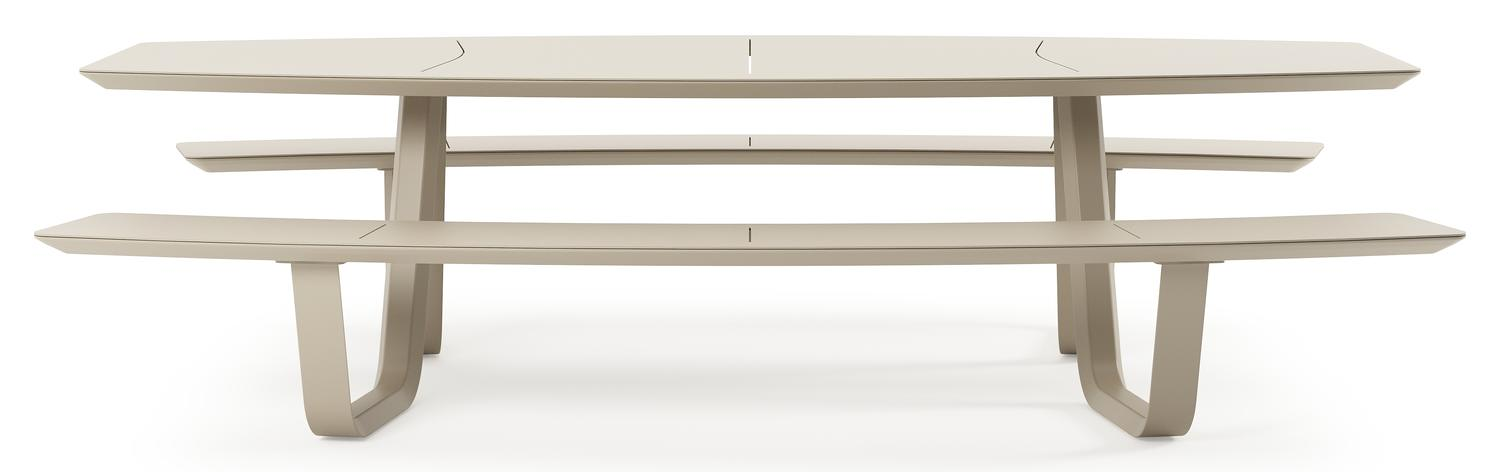 Forno picknicktafel bootvorm in beige aluminium - L 280 x B 192 x H 72 cm