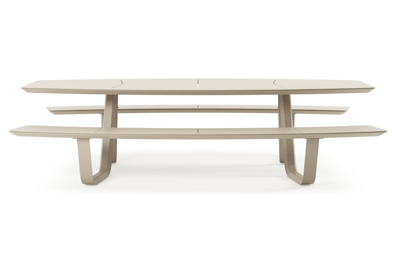 Forno picknicktafel bootvorm in beige aluminium - L 280 x B 192 x H 72 cm