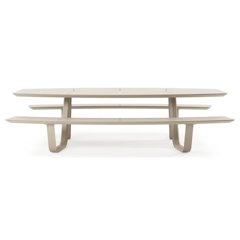 Forno picknicktafel bootvorm in beige aluminium - L 280 x B 192 x H 72 cm