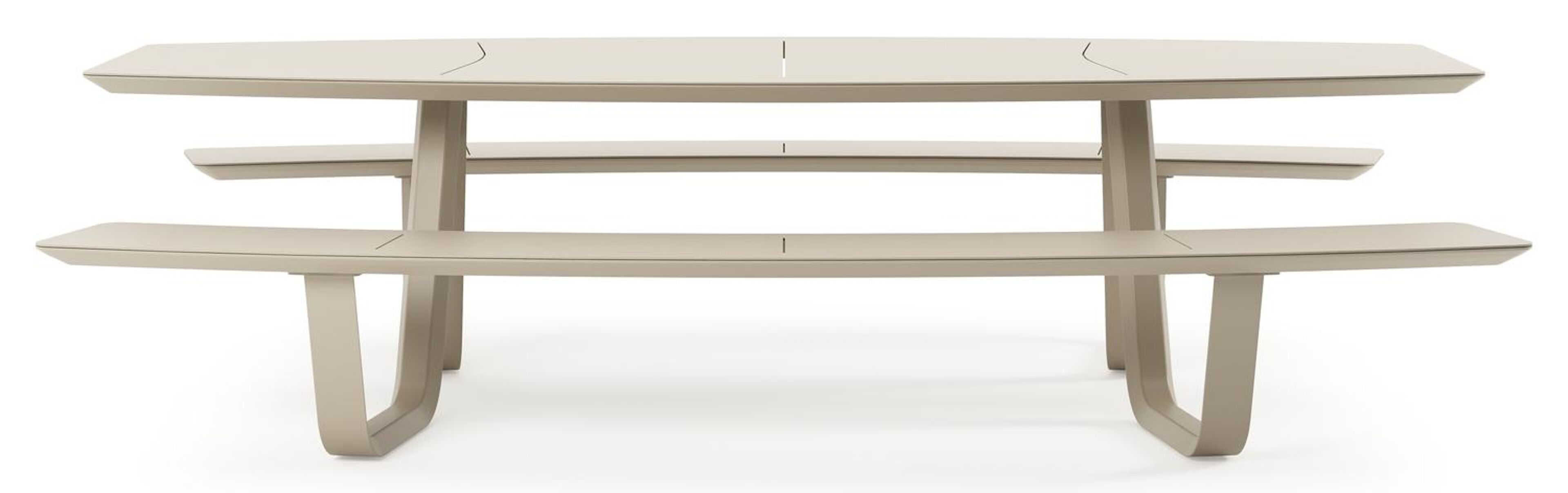 Table de pique-nique Forno forme de bateau en aluminium beige - Lg. 280 x Lrg. 192 x Haut. 72 cm