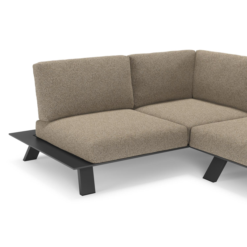 Cesano loungehoek in zwart aluminium met madagascar burch all weather Cosytica kussen