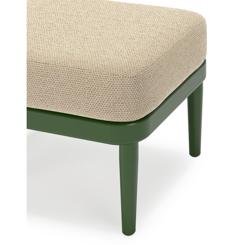Orso poef in groen aluminium met Althea Camel all weather cosytica kussen