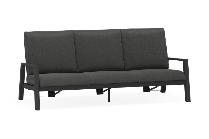Cirello loungebank 3-zit in zwart aluminium met chartres sooty all weather sunbrella® luxe kussen