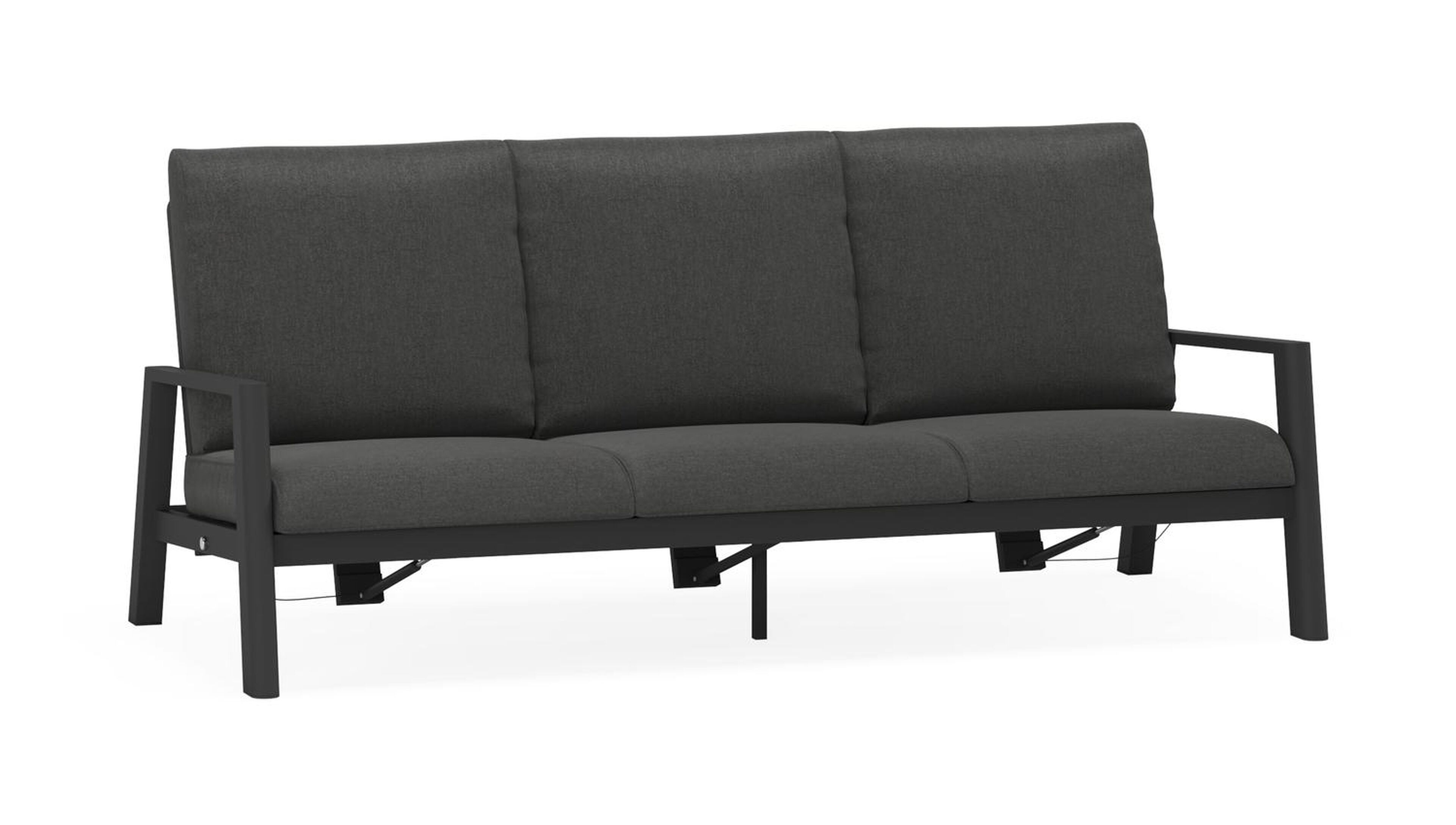 Cirello loungebank 3-zit in zwart aluminium met chartres sooty all weather sunbrella® luxe kussen