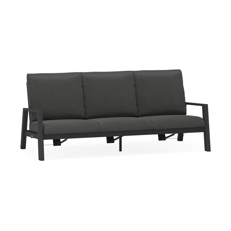 Cirello loungebank 3-zit in zwart aluminium met chartres sooty all weather sunbrella® luxe kussen