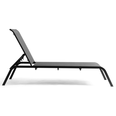 Ensemble de 2 chaises longues réglables Acri en aluminium noir avec textilène gris