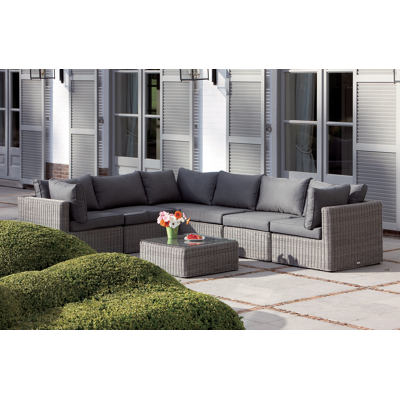 Amari tussenstuk in grijs wicker met polyester kussens