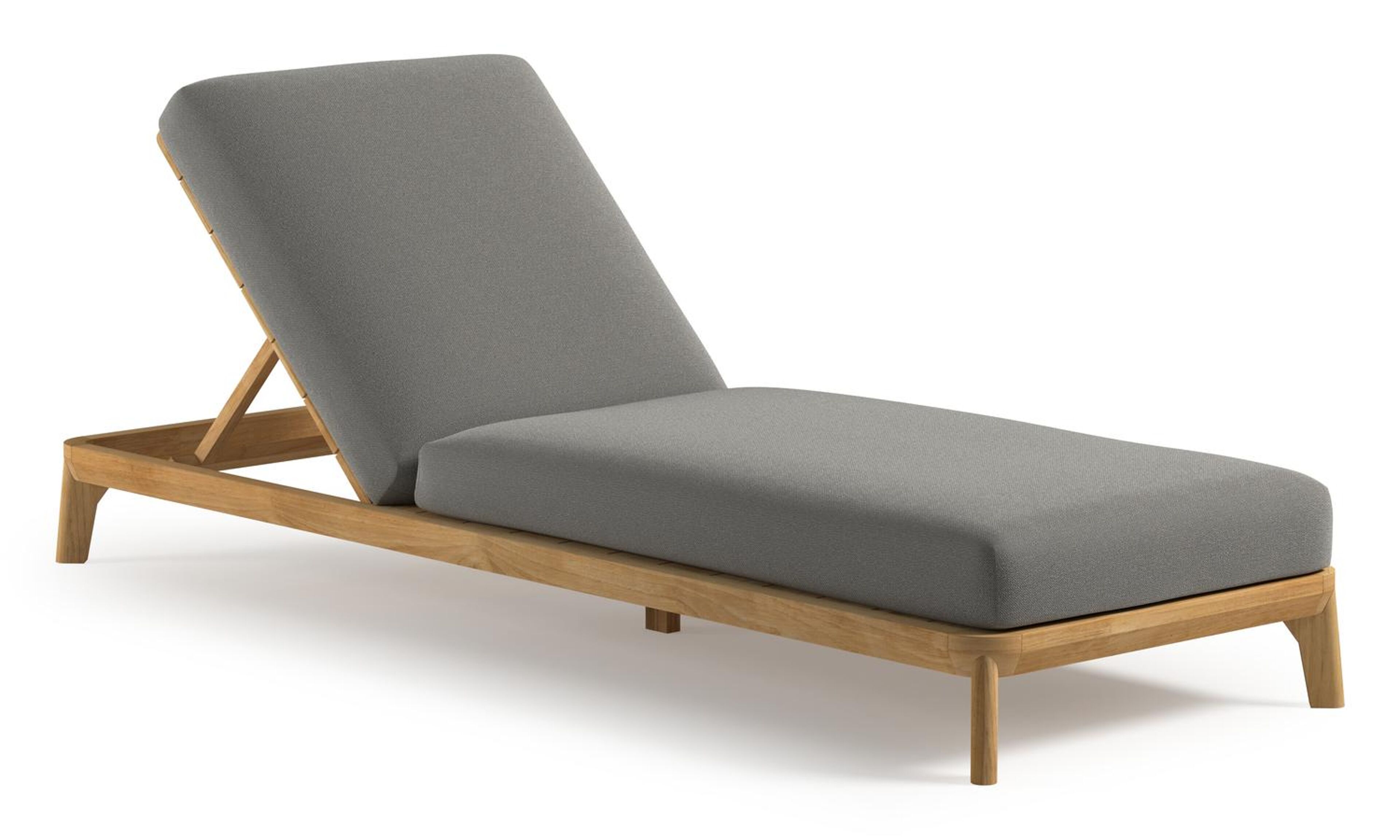 Orso verstelbaar ligbed in teak met savane zinc all weather Sunbrella® luxe kussen